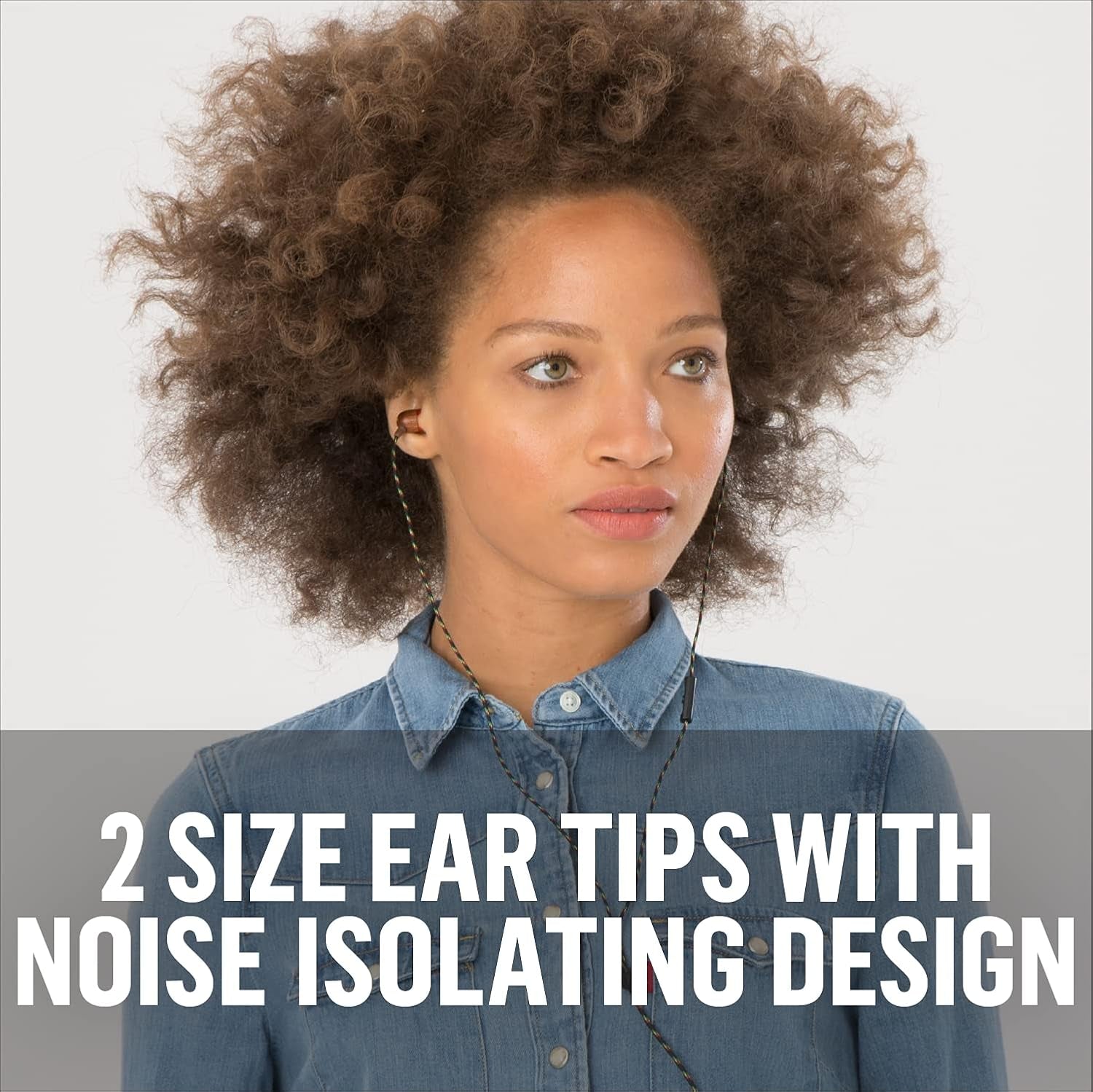 Smile Jamaica: Wired Earphones with Microphone, Noise Isolating Design, and Sustainable Materials (Rasta)