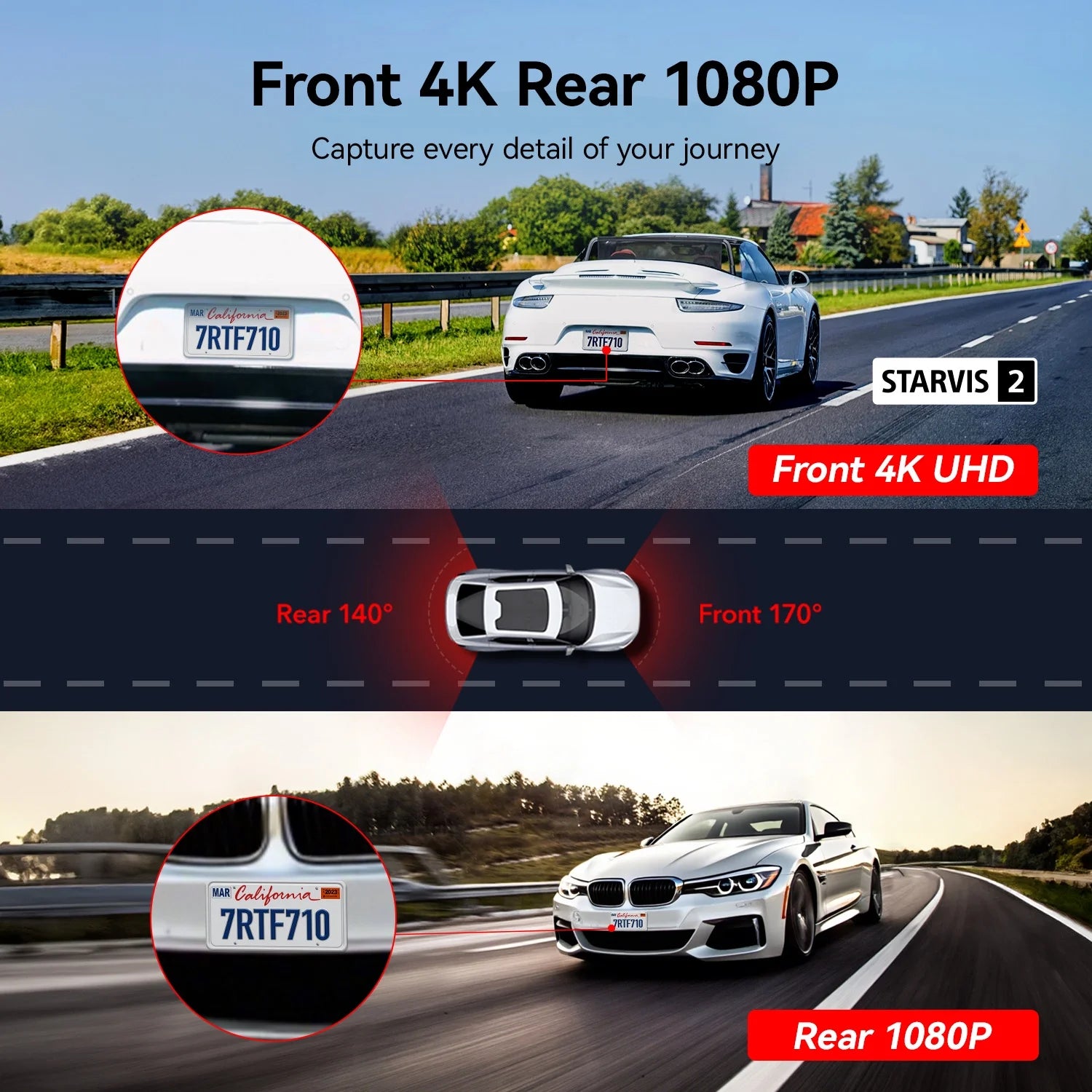 Touch Screen Dash Cam Front and Rear, 4K Dash Camera with STARVIS 2 Sensor, Free 128GB Card, Car Camera with Wifi GPS, Voice Control, Wdr,5.8Ghz Wifi, 24H Parking Mode, Night Vision