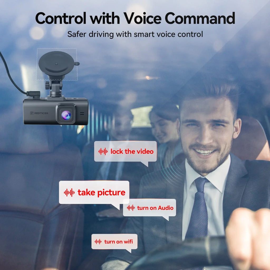 Touch Screen Dash Cam Front and Rear, 4K Dash Camera with STARVIS 2 Sensor, Free 128GB Card, Car Camera with Wifi GPS, Voice Control, Wdr,5.8Ghz Wifi, 24H Parking Mode, Night Vision